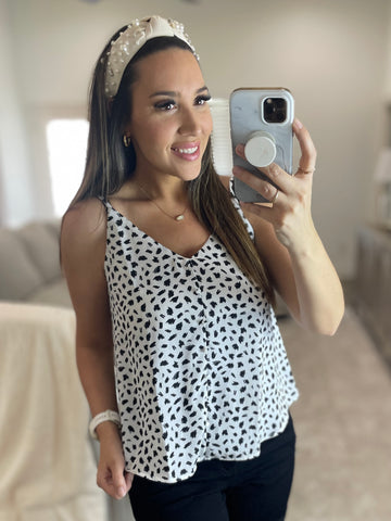 Black and White Speckled Tank Top